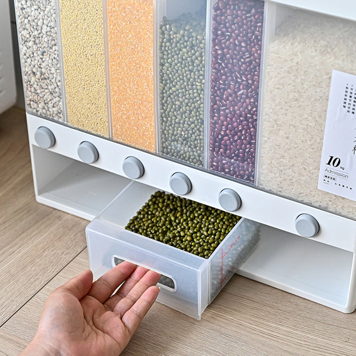 Push button wall mounted food dispenser