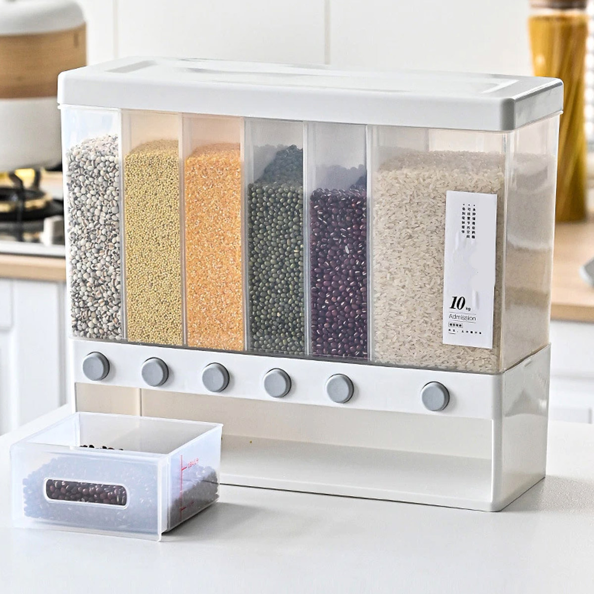 Push button wall mounted food dispenser