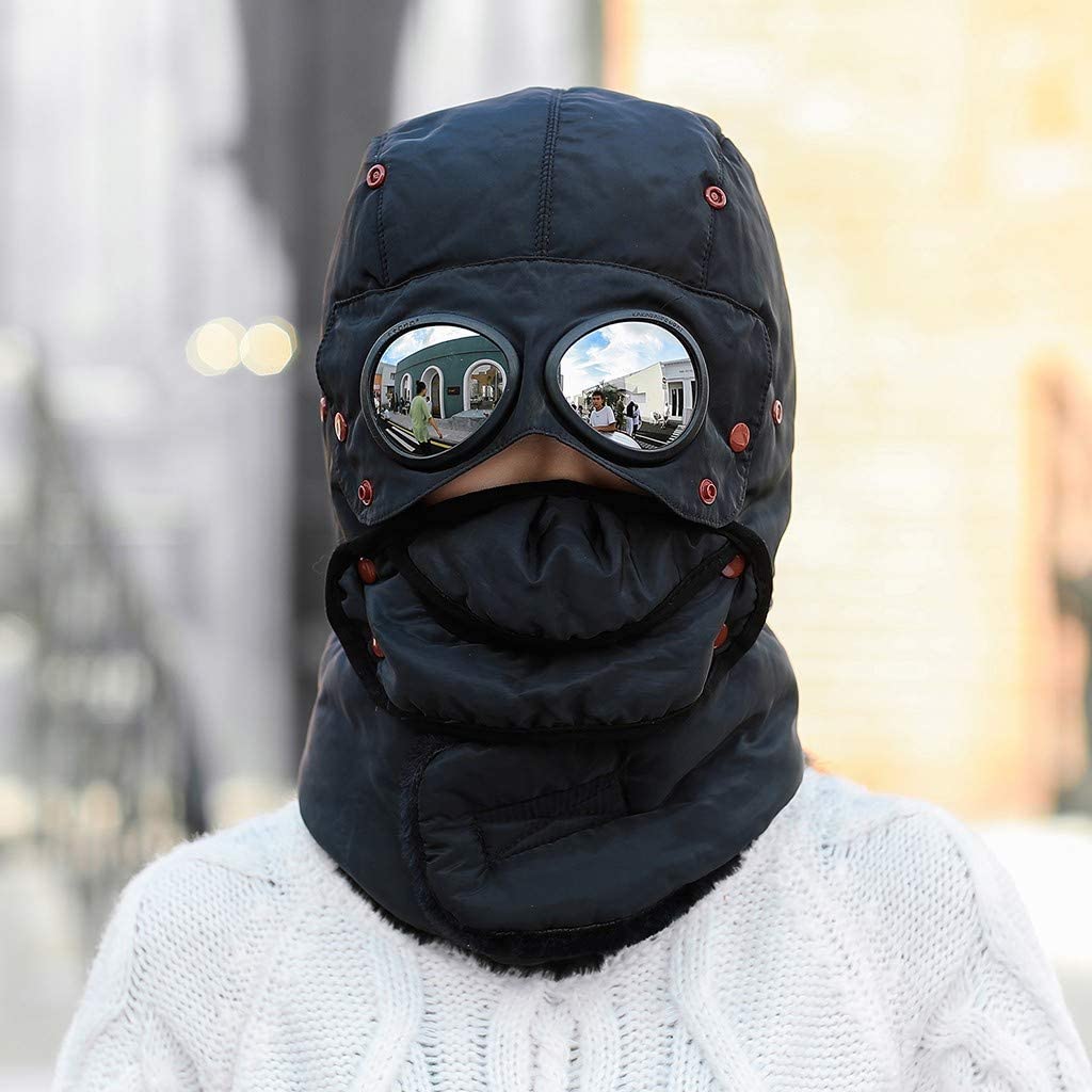Winter Trapper Hat Covers Your Entire Head, and Has Integrated Sunglasses - Winter hat with face mask and goggles