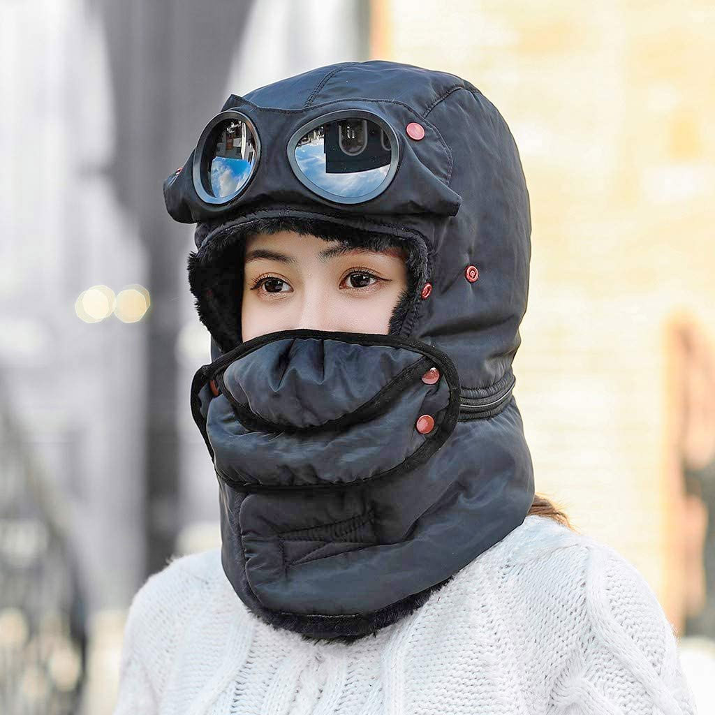 Winter Trapper Hat Covers Your Entire Head, and Has Integrated Sunglasses - Winter hat with face mask and goggles