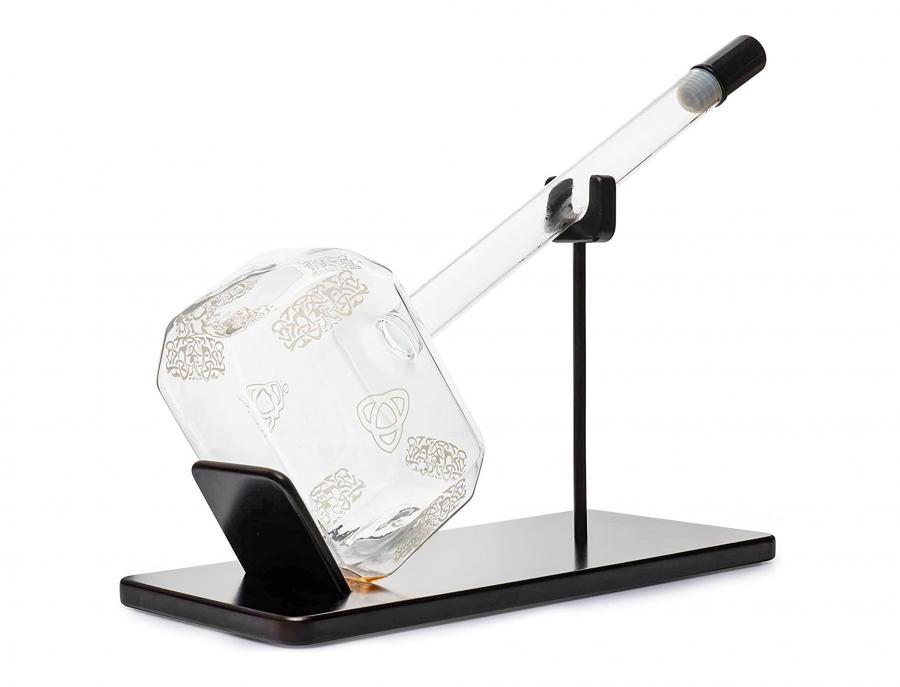 Giant Glass Thors Hammer Whiskey Decanter
