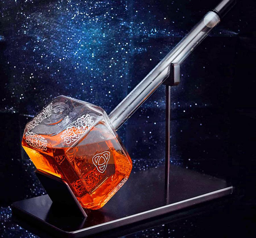 Giant Glass Thors Hammer Whiskey Decanter