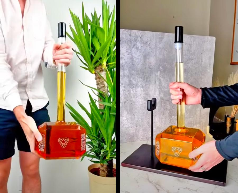 Giant Glass Thors Hammer Whiskey Decanter