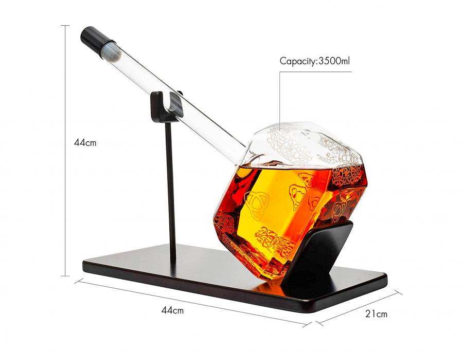 Giant Glass Thors Hammer Whiskey Decanter