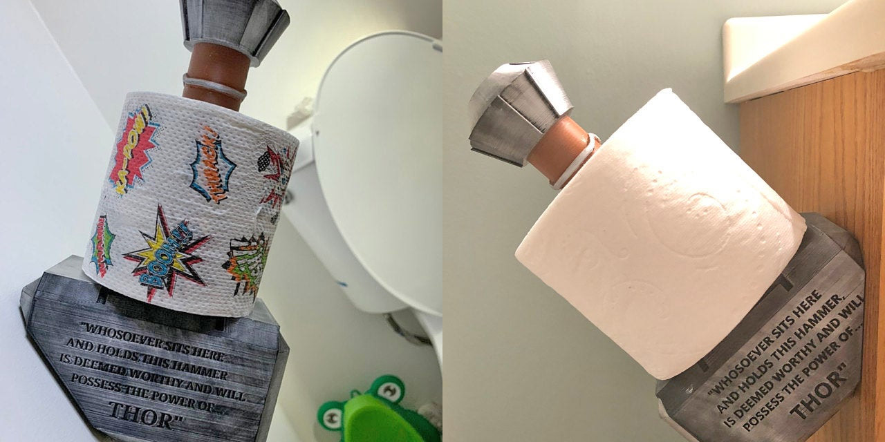 Thor's Hammer Mjolnir toilet paper holder - Wall mounted thor hammer marvel geeky toilet paper holder