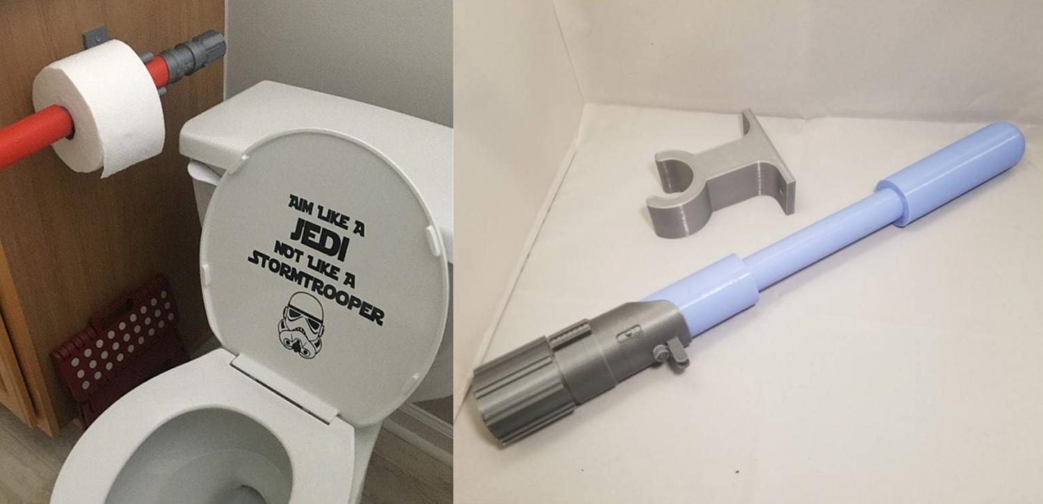 Star Wars lightsaber toilet paper holder - Wall mounted lightsaber Star Wars geeky toilet paper holder