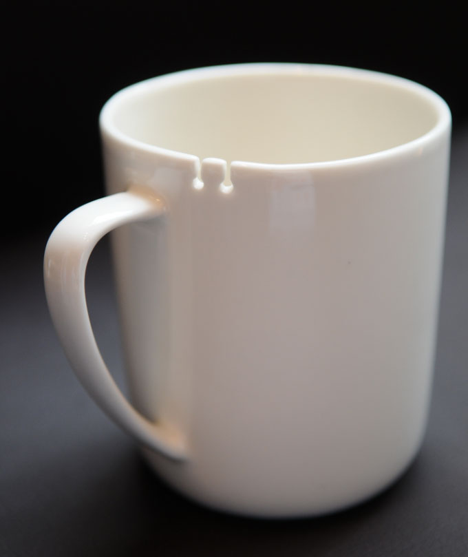 Tie Tea Cup - Wrap tea bag around notch in cup