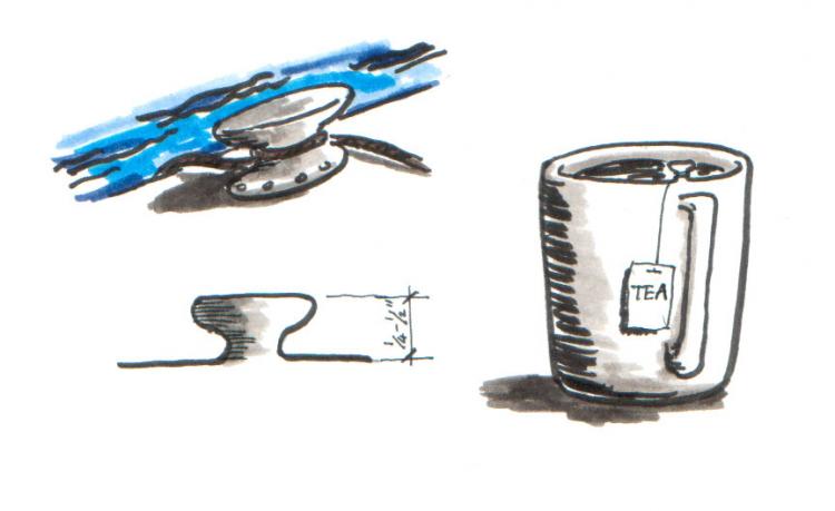 Tie Tea Cup - Wrap tea bag around notch in cup