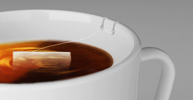 Tie Tea Cup - Wrap tea bag around notch in cup