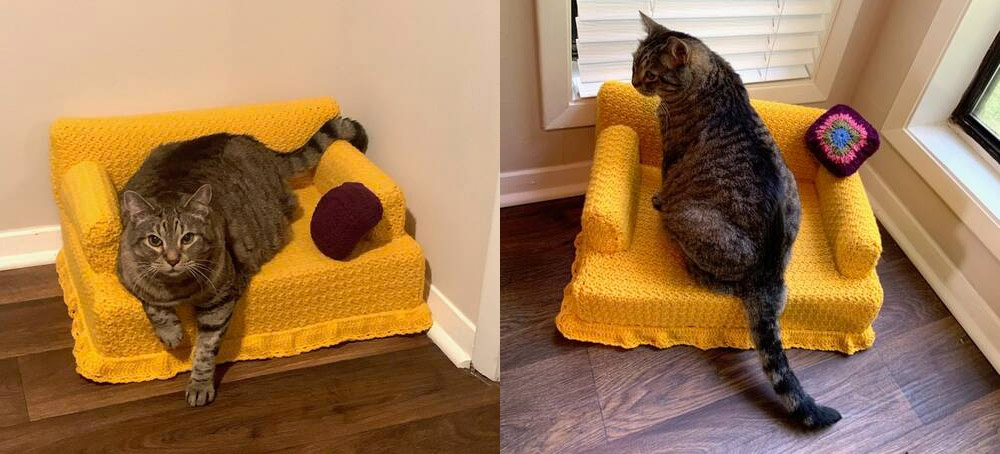 Tiny Crochet Cat Couches - Mini Crochet Cat Sofa For Your Kitty