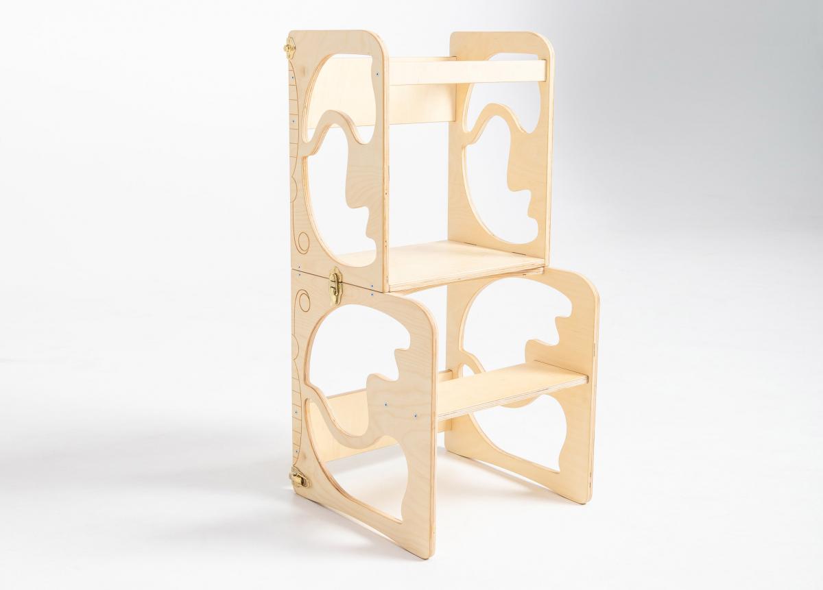 Montessori Kitchen Helper Stool For Toddlers Converts Into a Craft Table