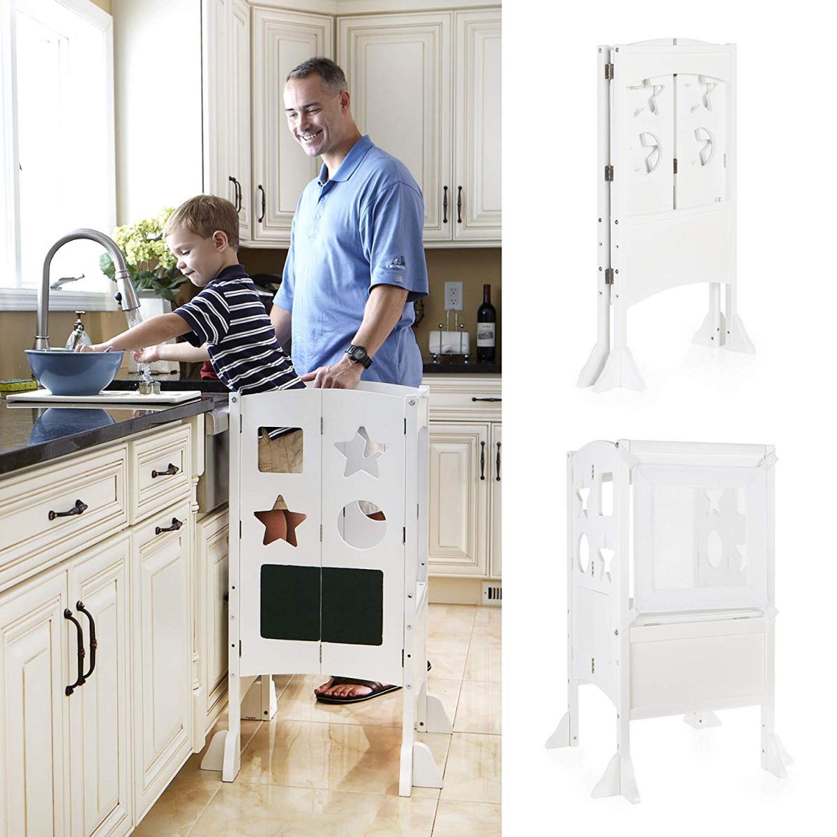 Montessori Kitchen Helper Stool For Toddlers Converts Into a Craft Table