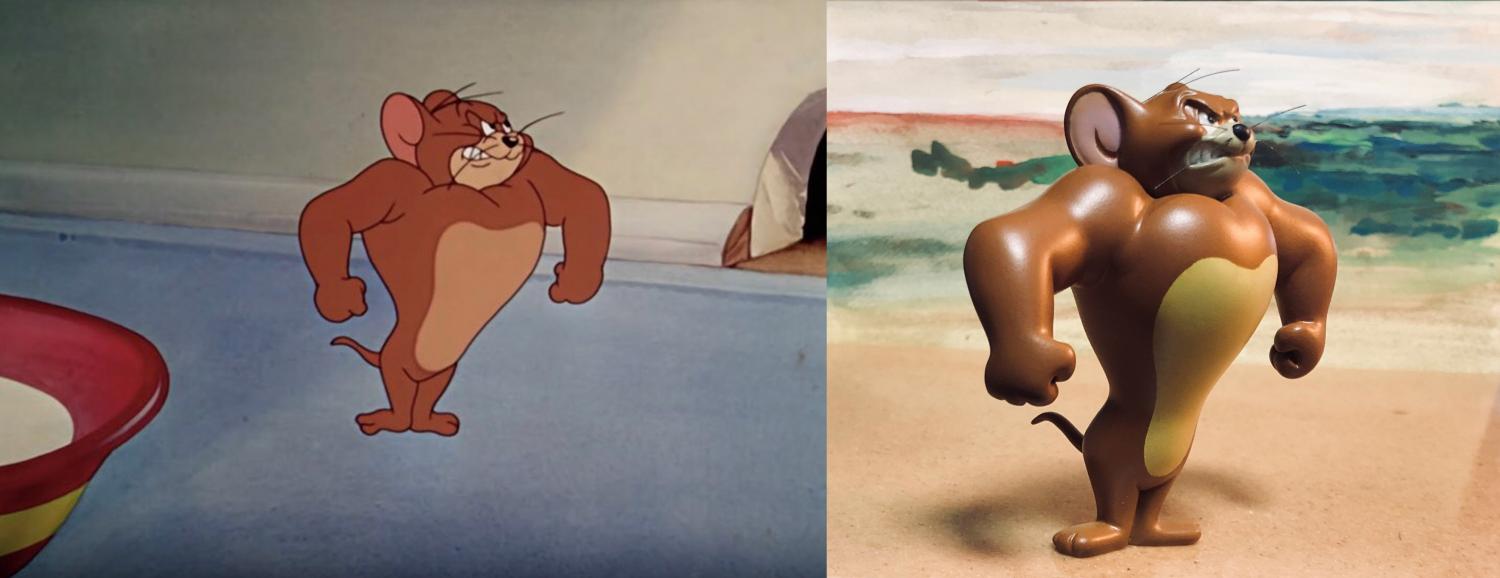 Funny Tom and Jerry Sculptures - Muscular bodybuilder 