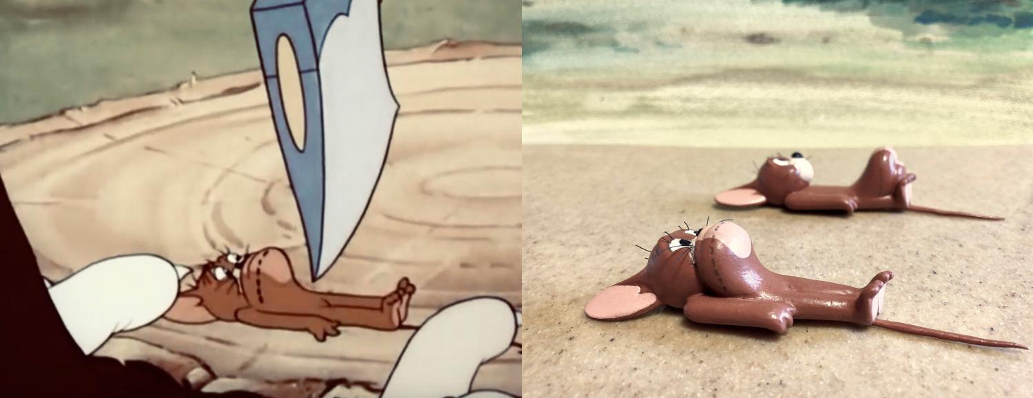 Funny Tom and Jerry Sculptures - Knife stomach