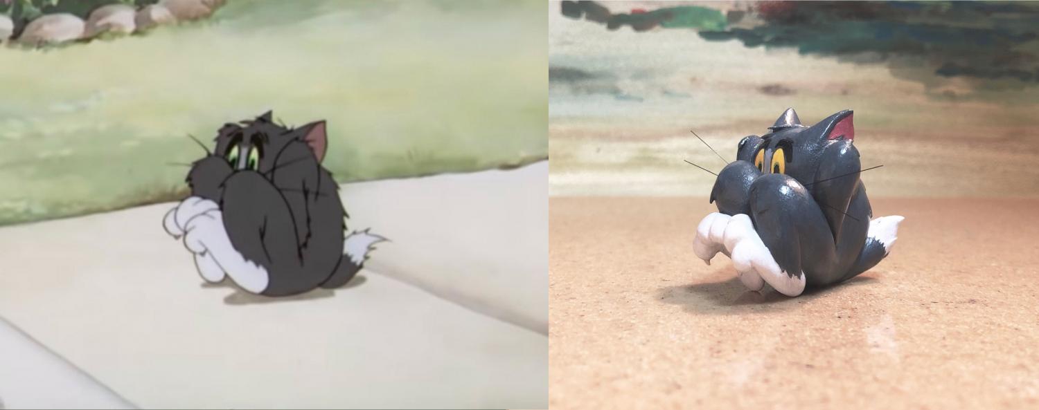 Funny Tom and Jerry Sculptures - Balled up scared