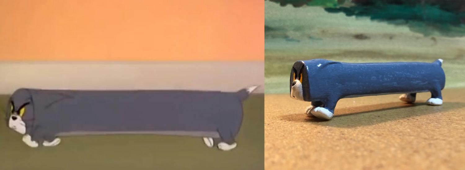 Funny Tom and Jerry Sculptures - Long stretched cylinder