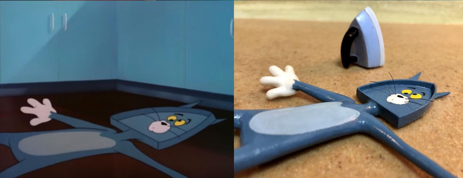 Funny Tom and Jerry Sculptures - Flattened iron to head