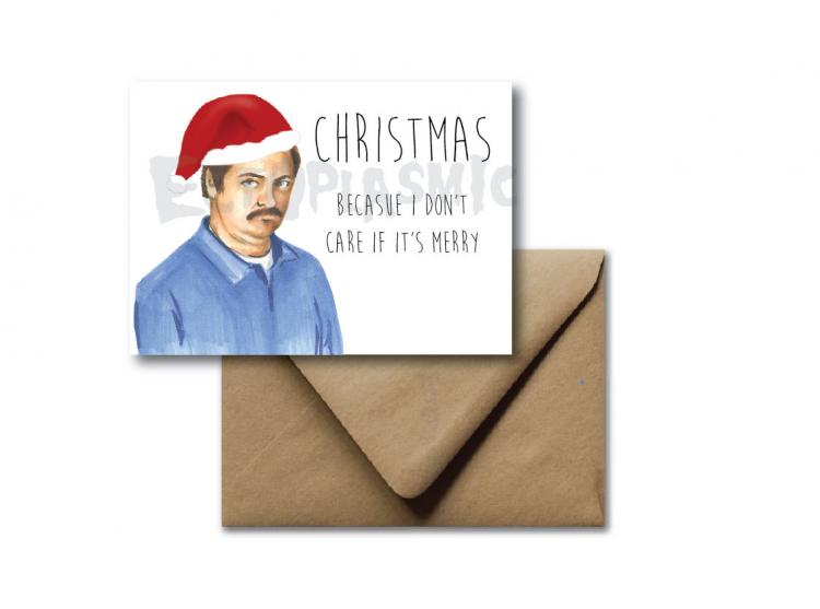 Ron Swanson Parks And Recreation Christmas Holiday Card