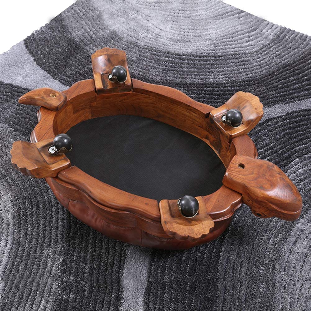 Tortoise Ottoman - Hand carved wooden and leather turtle ottoman