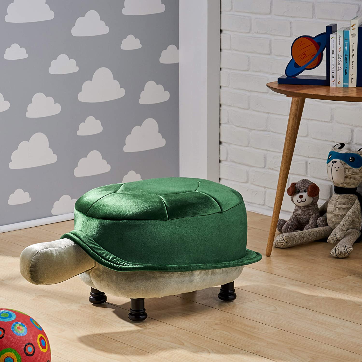 Tortoise Ottoman - Hand carved wooden and leather turtle ottoman