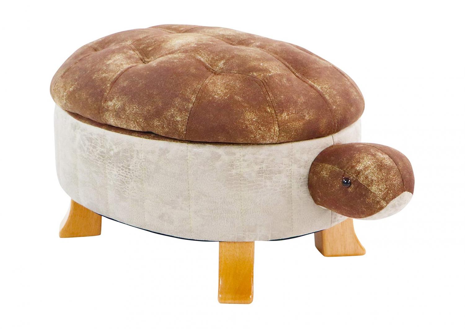 Tortoise Ottoman - Hand carved wooden and leather turtle ottoman