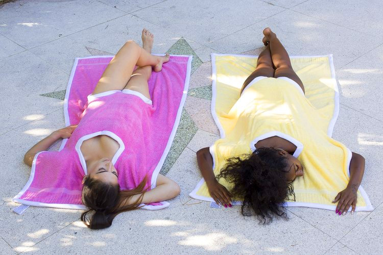 Towelkini Lets You Wear Your Towel To The Beach - Weird Towel bikini - Wearable towel clothing