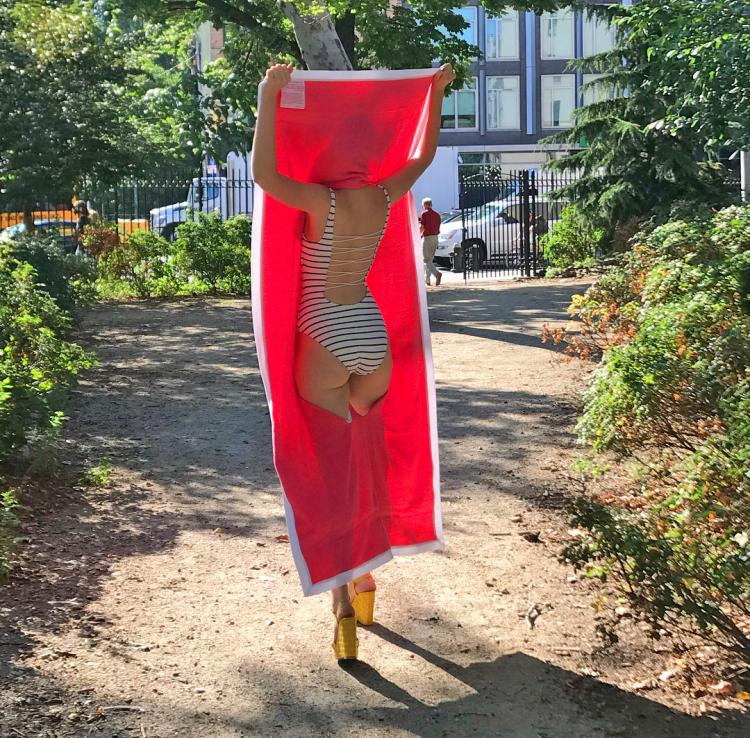 Towelkini Lets You Wear Your Towel To The Beach - Weird Towel bikini - Wearable towel clothing