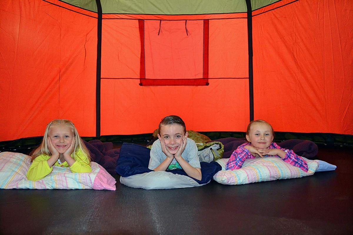 Trampoline Tent Cover Turns trampoline into camping tent