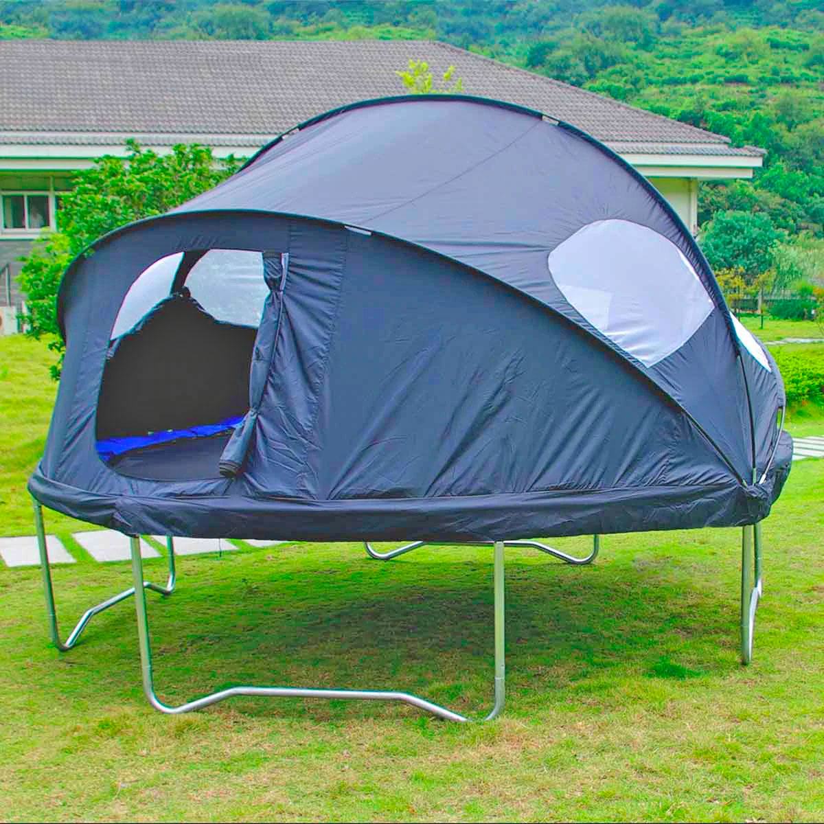 Trampoline Tent Cover Turns trampoline into camping tent