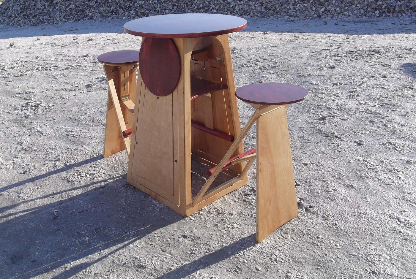 Quad Micro Bar Table - Transforming bar table with hidden stools