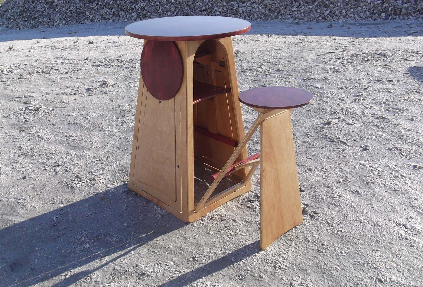 Quad Micro Bar Table - Transforming bar table with hidden stools