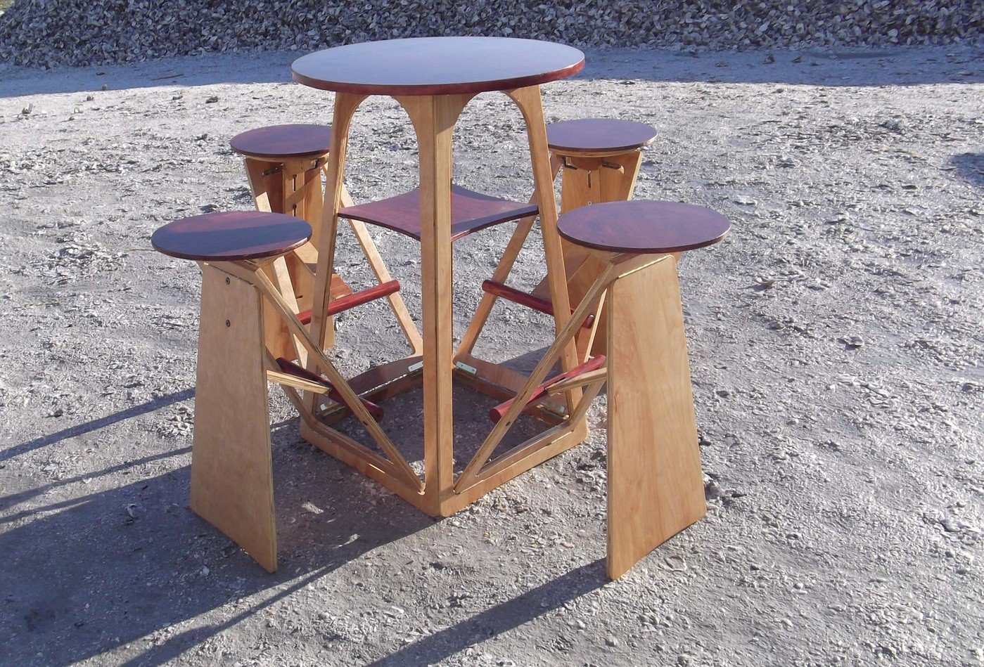 Quad Micro Bar Table - Transforming bar table with hidden stools