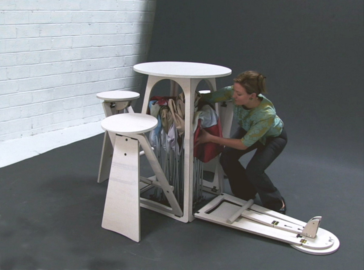 Quad Micro Bar Table - Transforming bar table with hidden stools