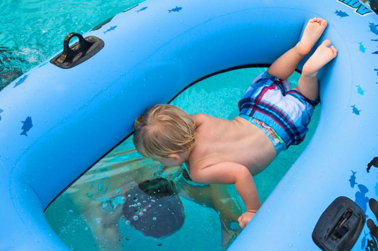 Clear Bottom Inflatable Tube - Transparent Bottom Water Tube Lets You See Underwater Without a Snorkel