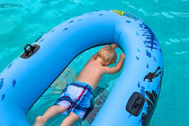 Clear Bottom Inflatable Tube - Transparent Bottom Water Tube Lets You See Underwater Without a Snorkel