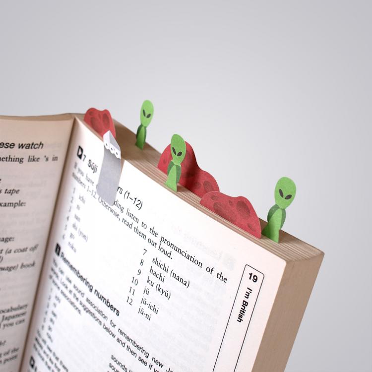 3D Sticky Book Page Markers - Mars
