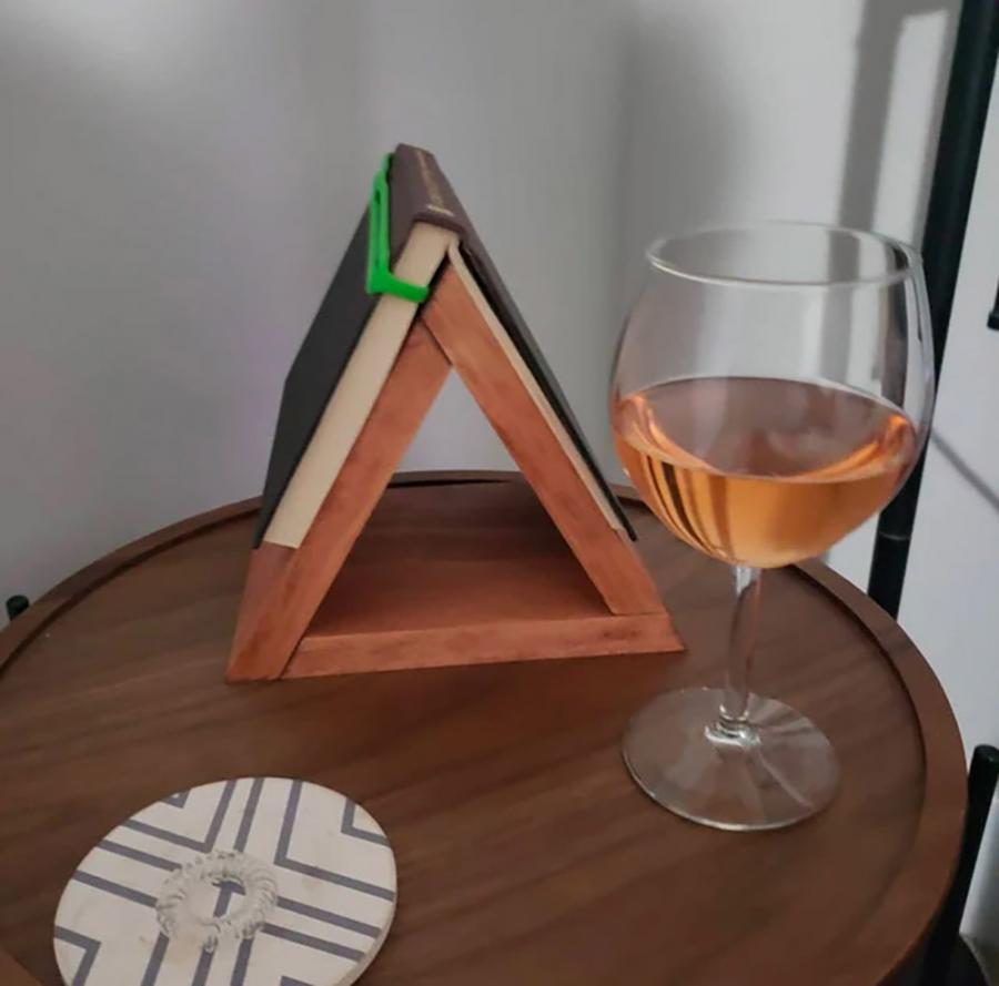 Triangular Wooden Book-holder and Bookmark For Your Nightstand