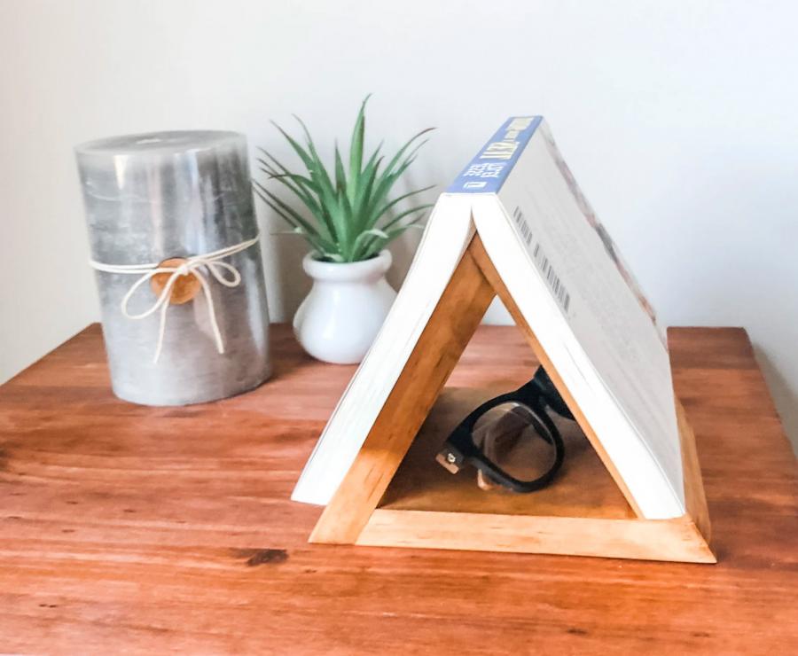 Triangular Wooden Book-holder and Bookmark For Your Nightstand