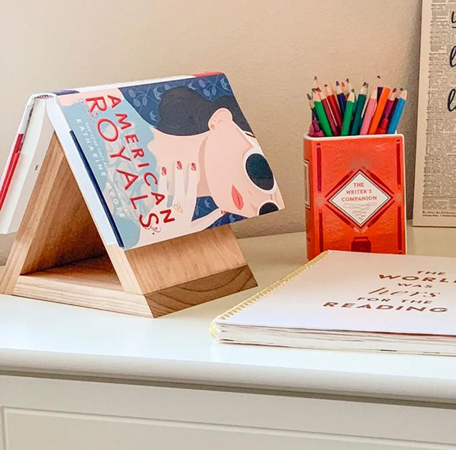 Triangular Wooden Book-holder and Bookmark For Your Nightstand