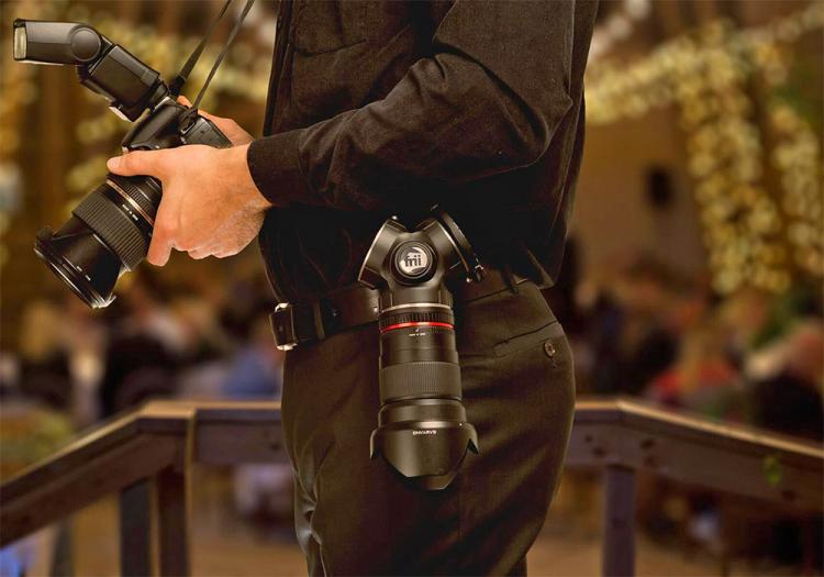 TriLens camera lens hip mount - Camera Lens holster attaches to your belt for quick and easy access to 3 camera lenses