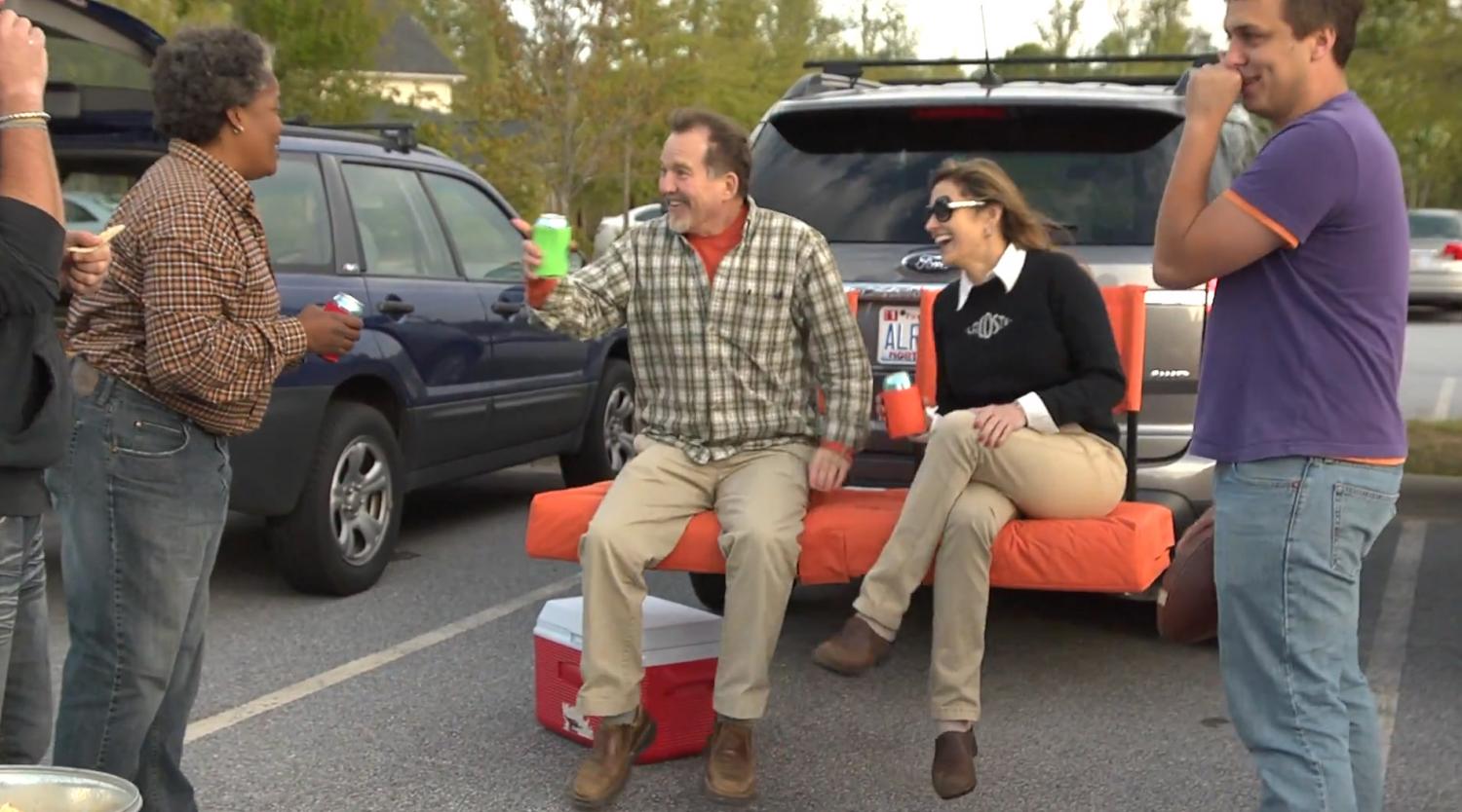 Truck Hitch Cargo Holder Doubles as Seating For Tailgating or Camping - Rivalry Outdoor Portable Cargo Carrier Folding Tailgate Hitch Seat