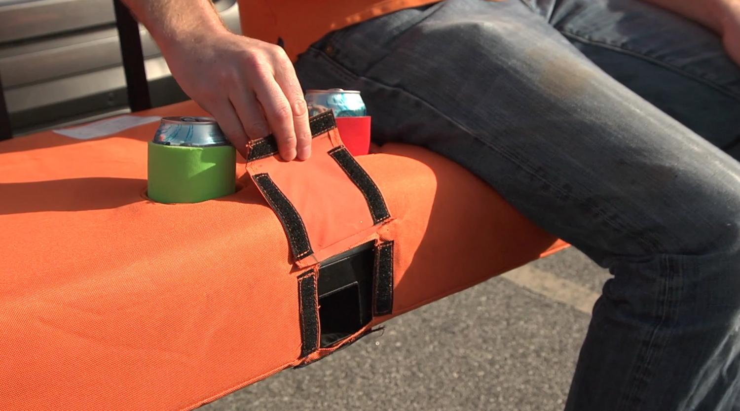 Truck Hitch Cargo Holder Doubles as Seating For Tailgating or Camping - Rivalry Outdoor Portable Cargo Carrier Folding Tailgate Hitch Seat