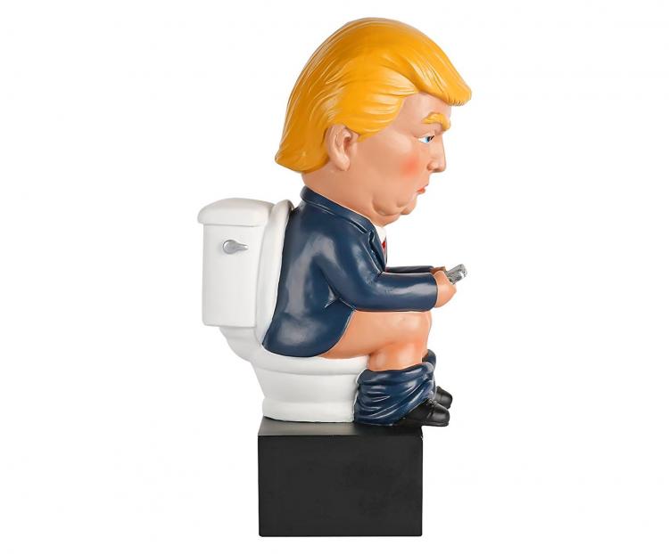 Trump Tweeting On The Toilet Mini Statue