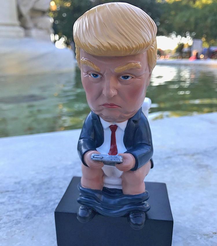 Trump Tweeting On The Toilet Mini Statue