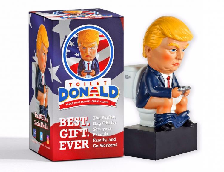 Trump Tweeting On The Toilet Mini Statue