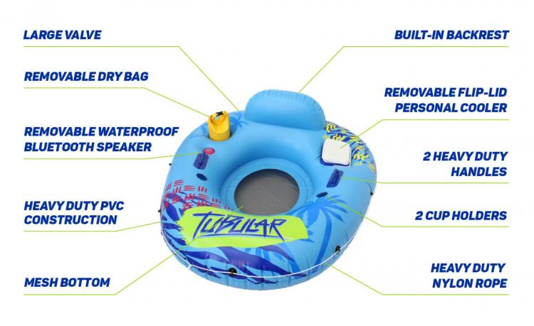 Tubular Tube - Inner-tube with bluetooth speaker and cooler - Features