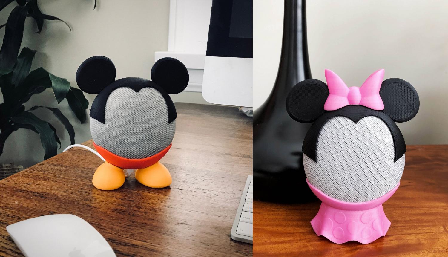 3D Printed Smart Speaker Holder Turns Your Google Nest Mini Into Mickey Or Minnie Mouse