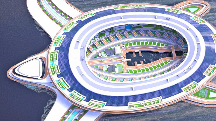 Turtle-Shaped Floating City