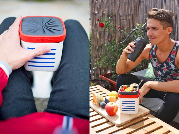 Twisting Travel Lunchbox - Silicone Membrane Luncbox lid - Aperture closing lid container