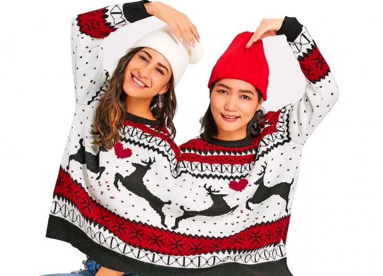 Two Person Connected Ugly Christmas Sweater - Dual-person ugly Christmas sweater